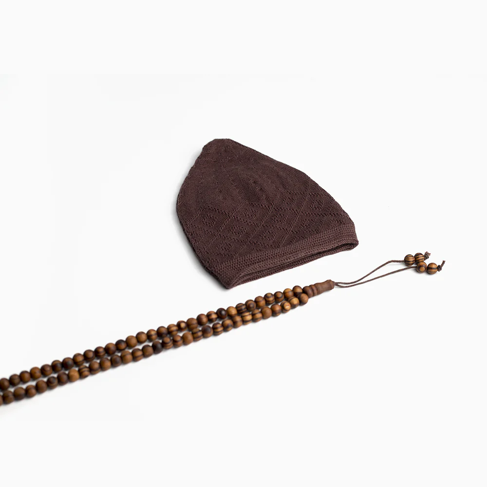 ABDEEZ Prayer Cap Collection (Pack of 5) + Wooden Tasbeeh (Not for Use) - Image 12
