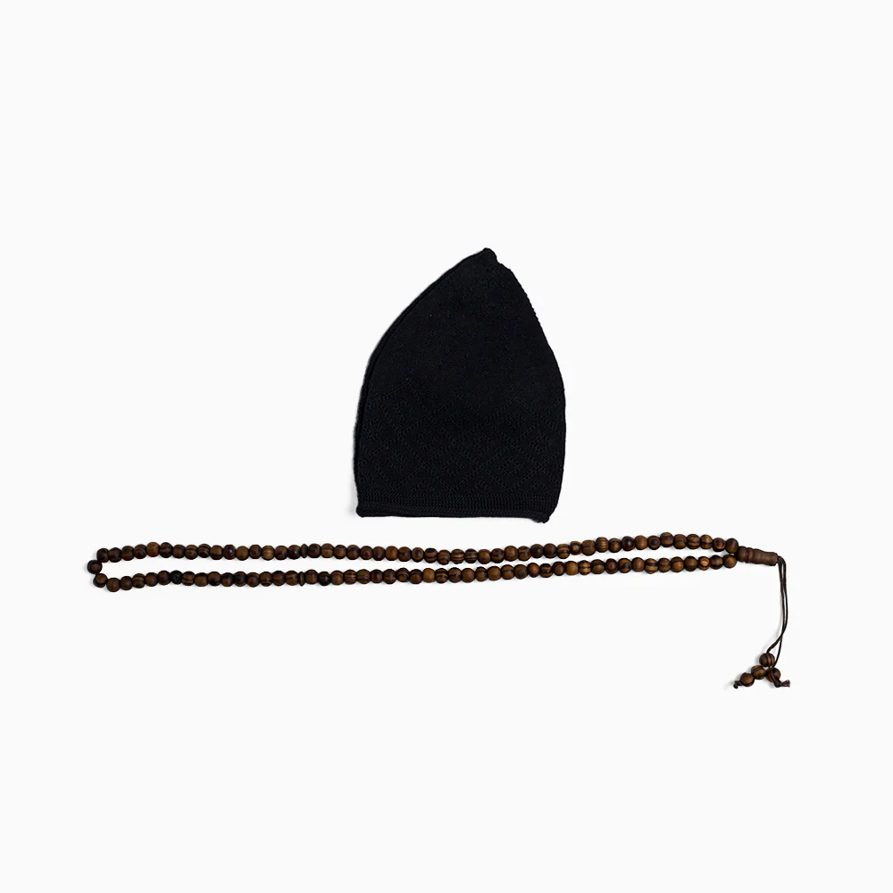 ABDEEZ Prayer Cap Collection (Pack of 5) + Wooden Tasbeeh (Not for Use) - Image 5