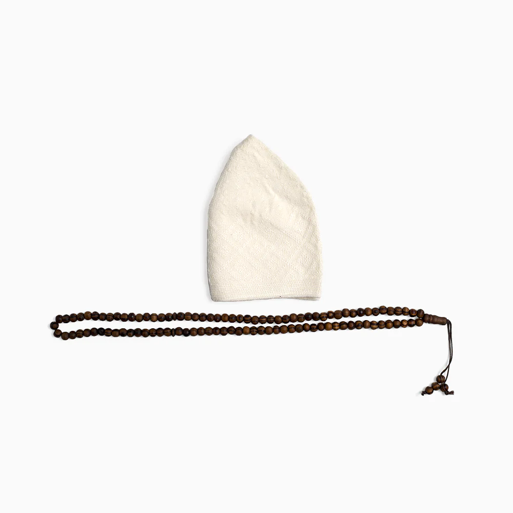 ABDEEZ Prayer Cap Collection (Pack of 5) + Wooden Tasbeeh (Not for Use) - Image 7