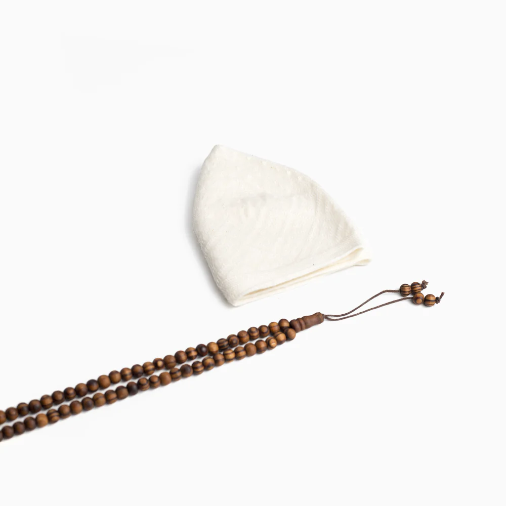 ABDEEZ Prayer Cap Collection (Pack of 5) + Wooden Tasbeeh (Not for Use) - Image 9
